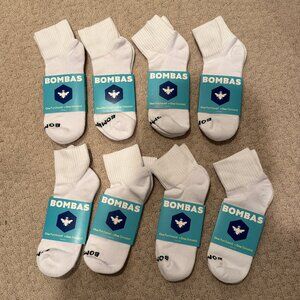 8 Pairs of Bombas Socks (Men's, Size Large, Midweight, White)